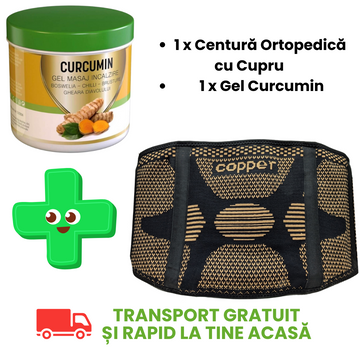 Pachet 1 x Gel Curcumin + 1 x Centură Ortopedică cu Cupru
