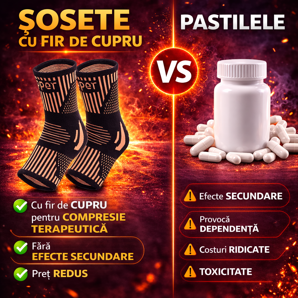 2 bucăți șosetă terapeutica cu cupru (T)